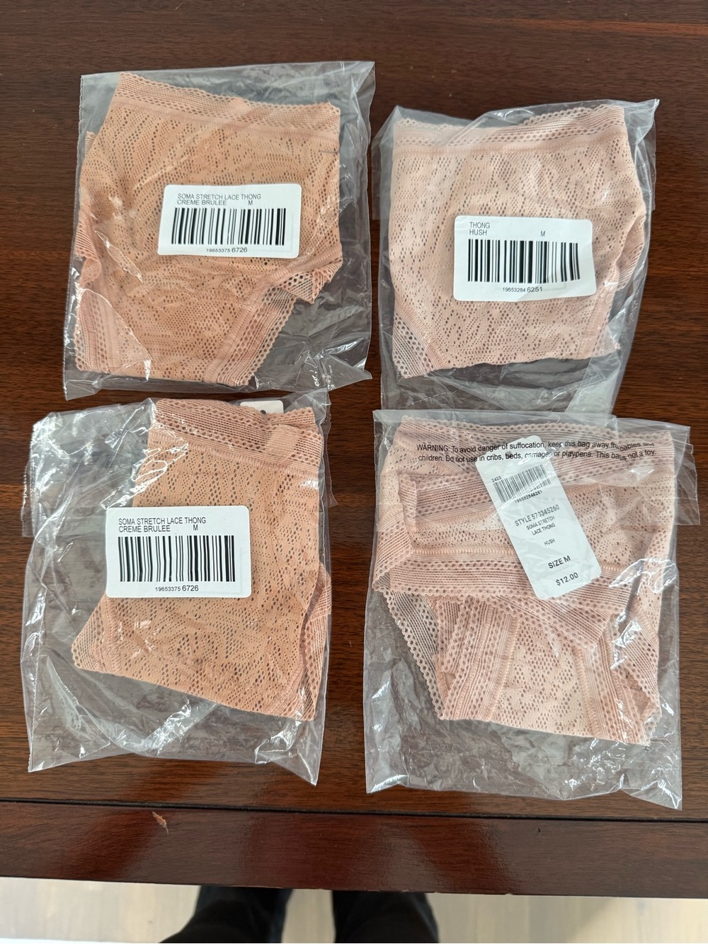4-Pack Stretch Lace Thong - Blush Pink (2 hush 2 crème brûlée) medium SOMA